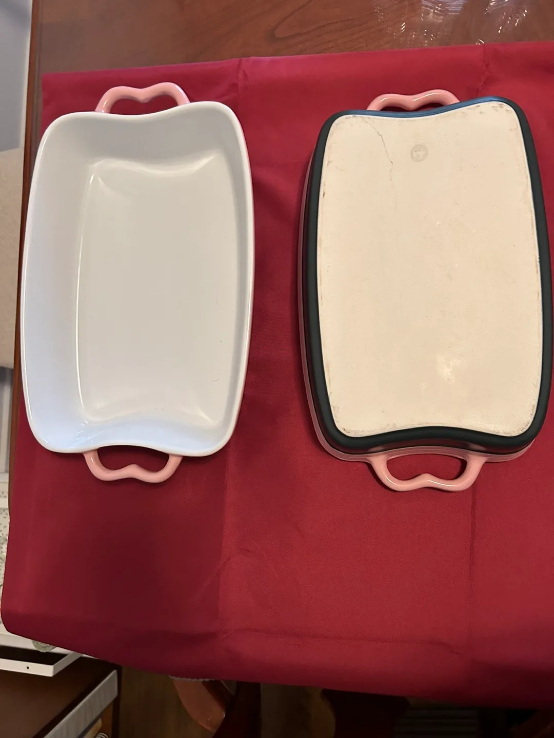 Two-Piece Large Porcelain Serving Dish Set - Pink and Grey image indicator(3)