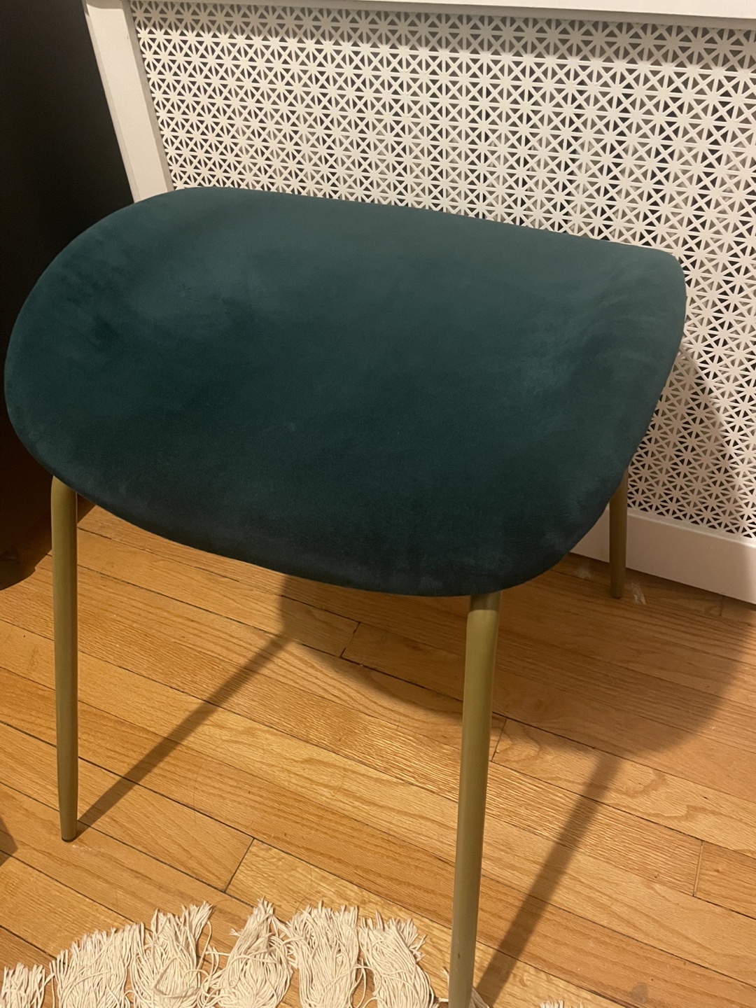 Velvet Upholstered Stool with Gold Legs