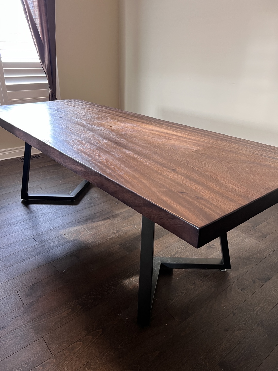 Live Edge Dining Table with Black Metal Legs