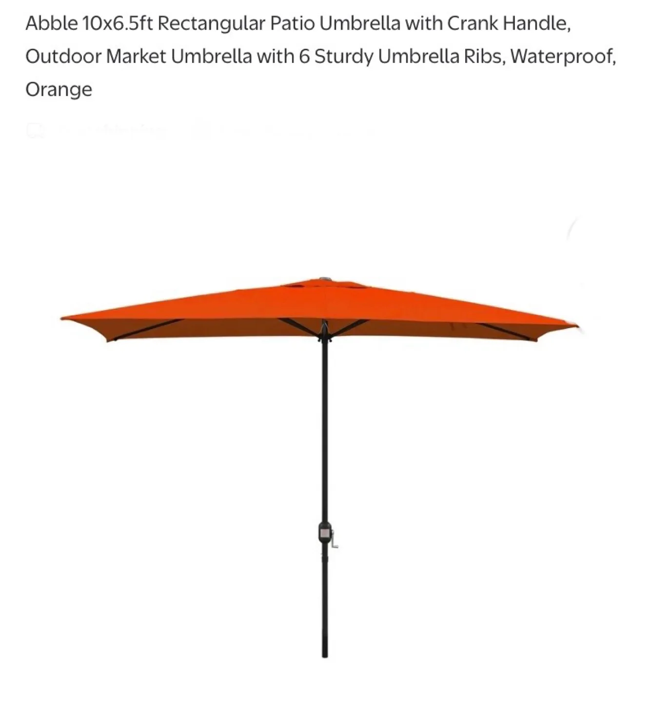 10x6.5ft Rectangular Patio Umbrella with Crank Handle Orange thumbnail