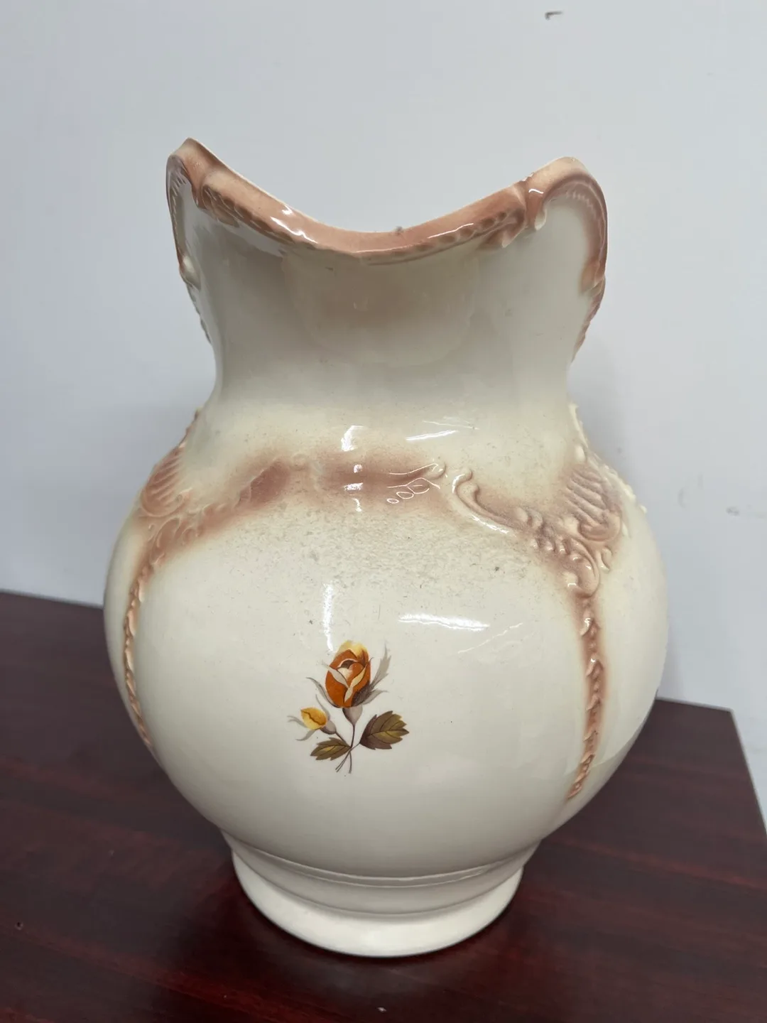 Vintage Ceramic Pitcher with Floral Design image indicator(2)