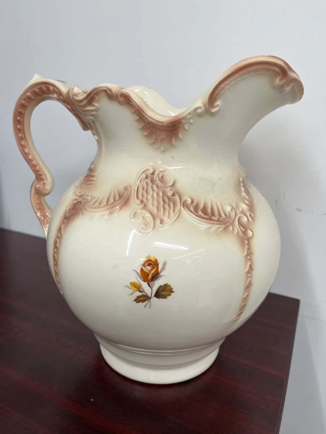 Vintage Ceramic Pitcher with Floral Design image indicator(3)