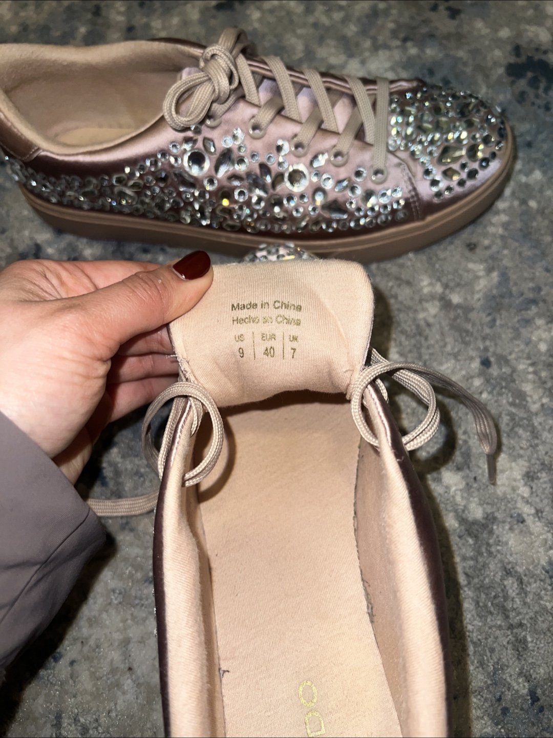 Aldo Rose Gold Crystal Embellished Sneakers - Size 9 - photo 3