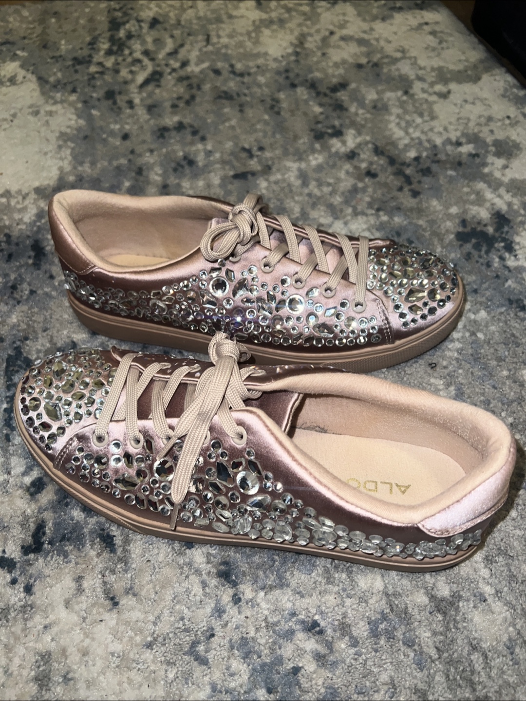 Aldo Rose Gold Crystal Embellished Sneakers - Size 9