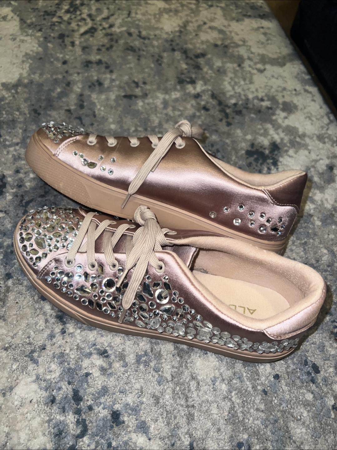Aldo Rose Gold Crystal Embellished Sneakers - Size 9 - photo 2