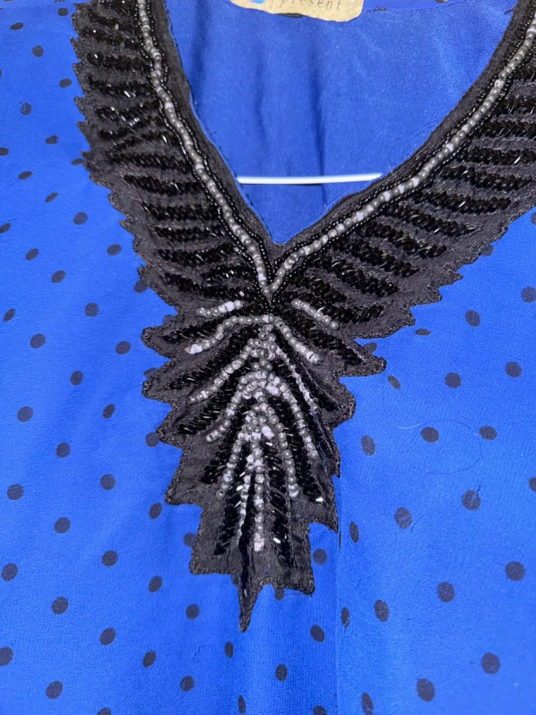 Blue and Black polka dots Women's Top 💚 image indicator(2)