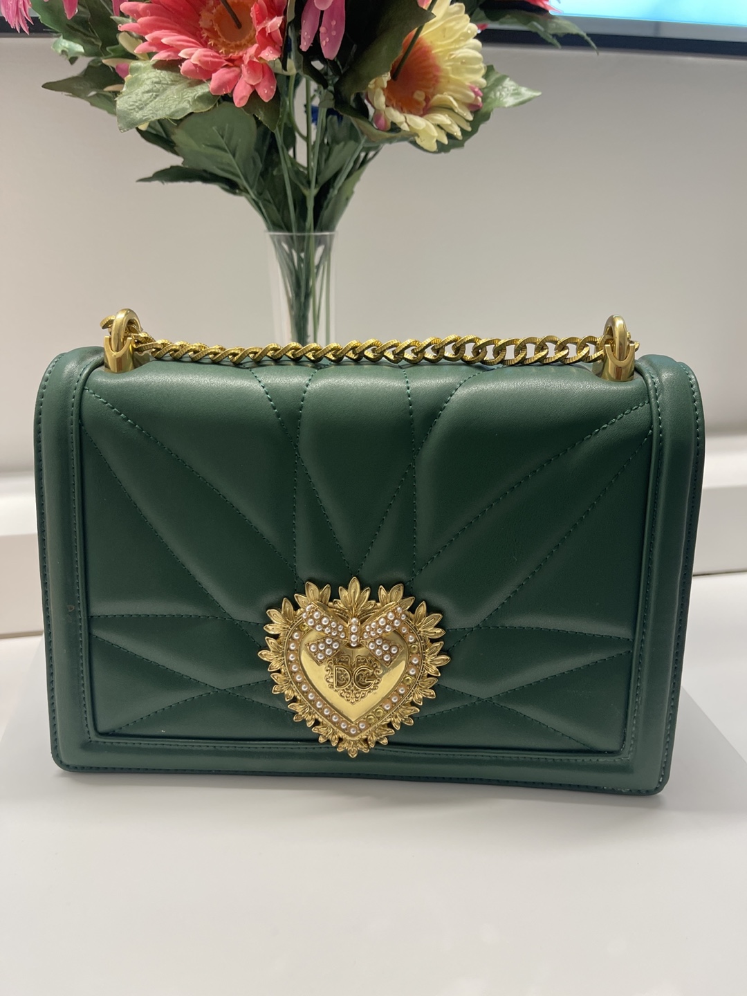 Dolce & Gabbana Green Quilted Shoulder Bag