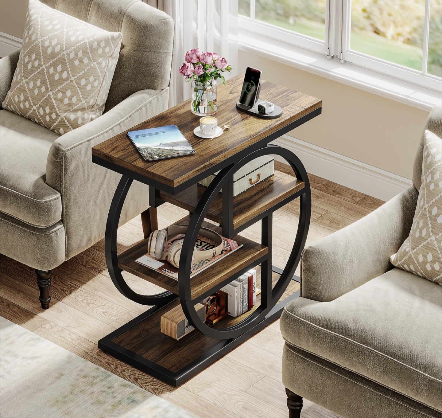 Rustic Modern End Table with Storage - photo 3
