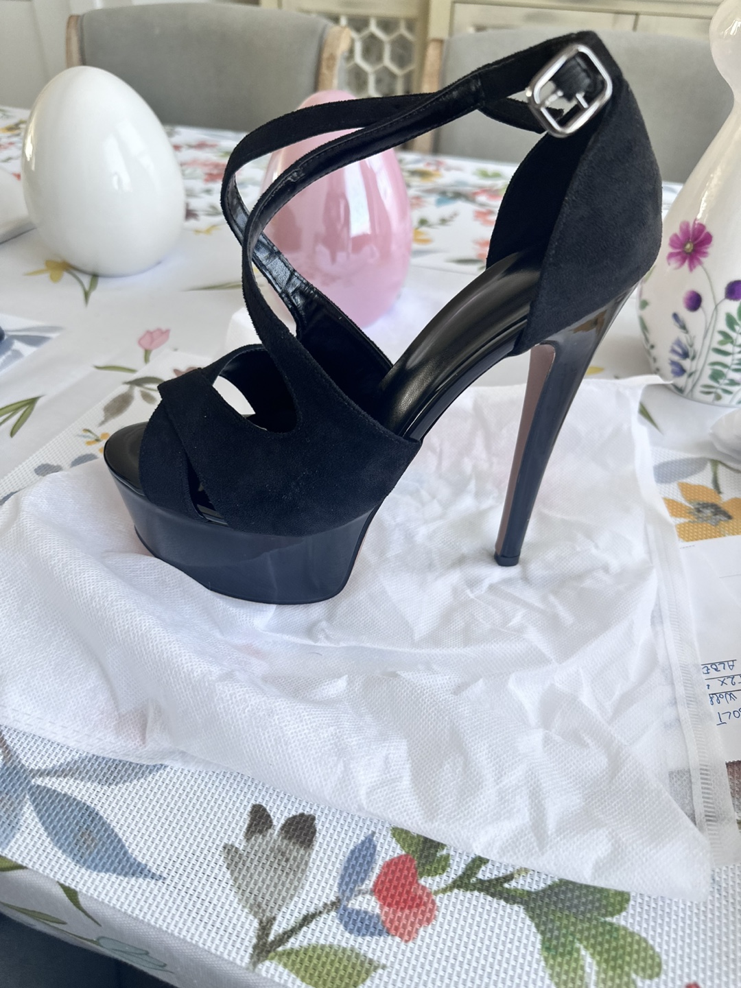 Black Suede Platform Heels
