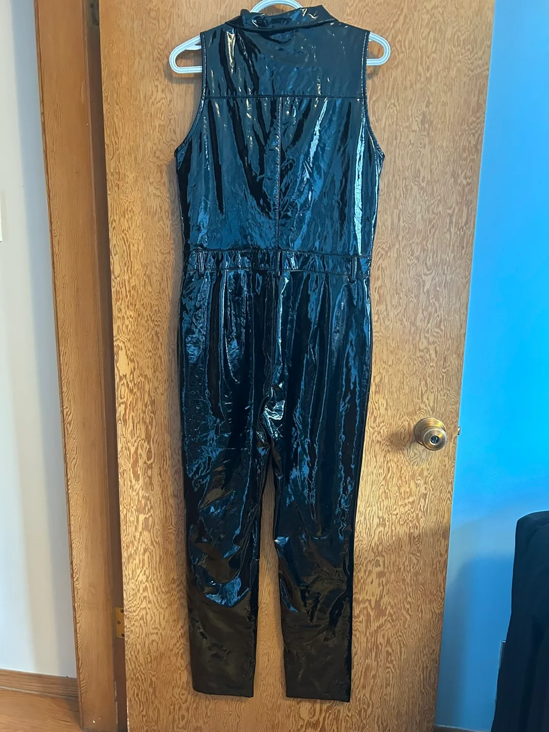 🥕large Fashion Nova Black PVC Jumpsuit image indicator(2)