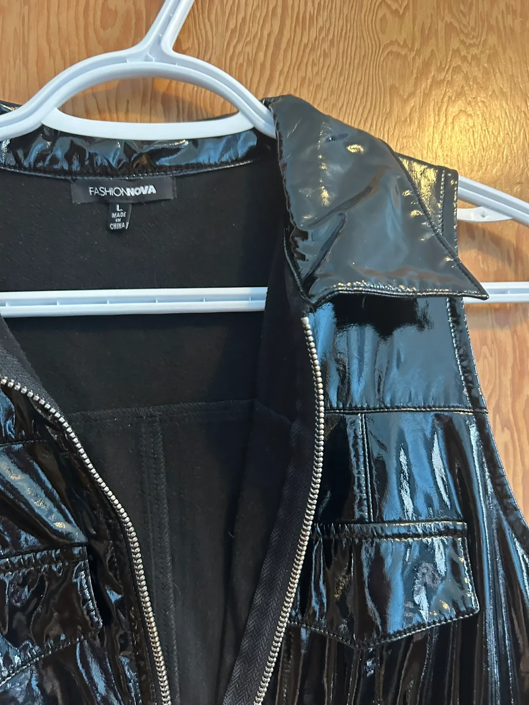 🥕large Fashion Nova Black PVC Jumpsuit image indicator(3)