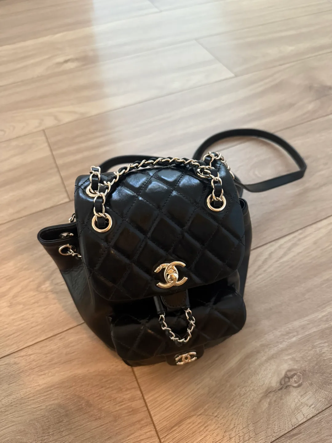 Korean Quilted Leather Backpack thumbnail