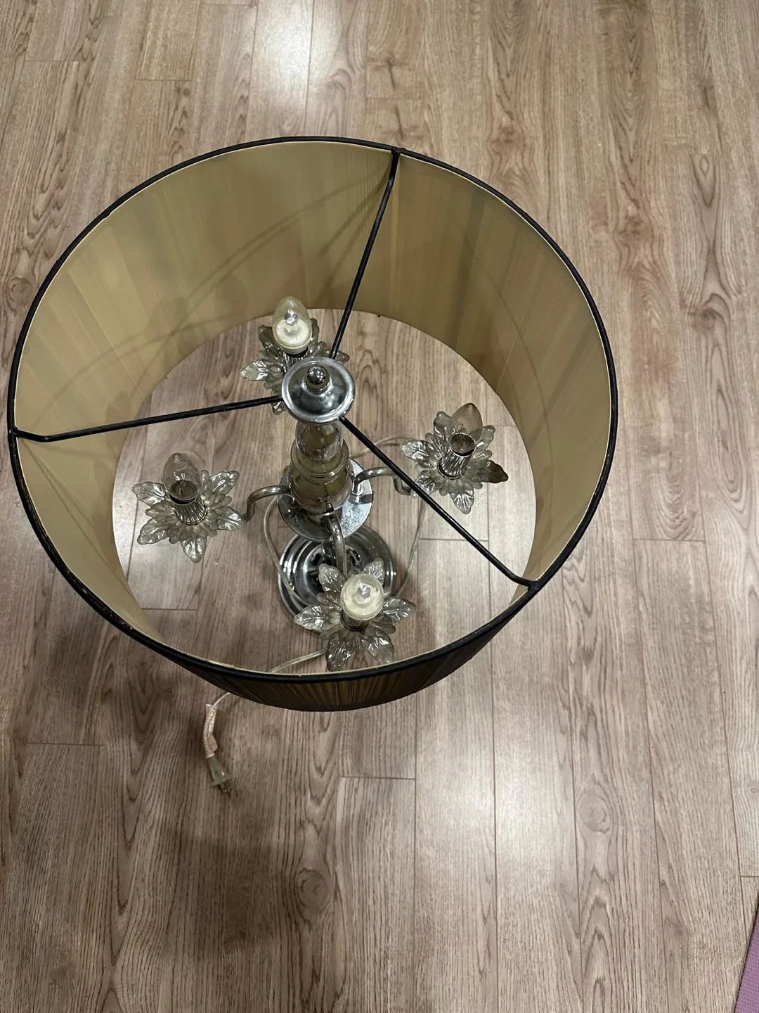 Elegant Chrome Three-Light Table Lamp with Black Shade image indicator(4)