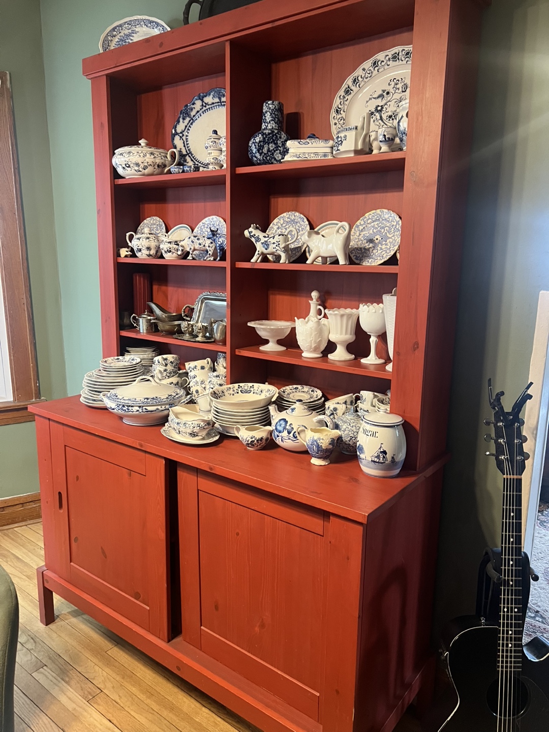 Vintage Red Wooden China Cabinet - photo 2