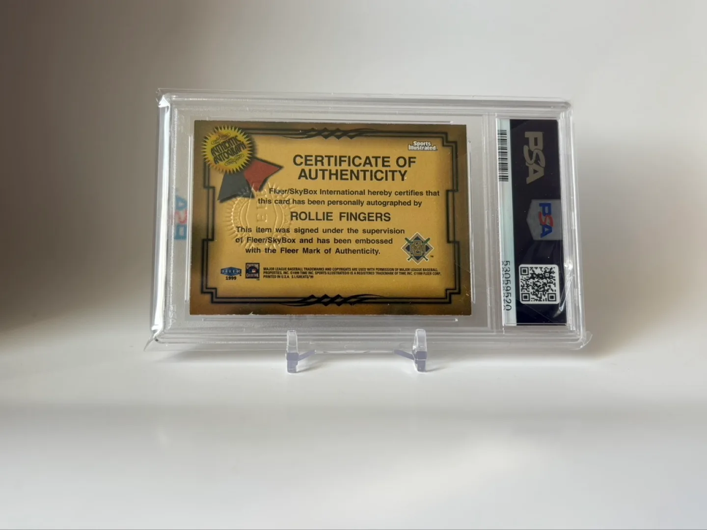1999 Rollie Fingers Autograph Card PSA Graded NM-MT 8 image indicator(2)