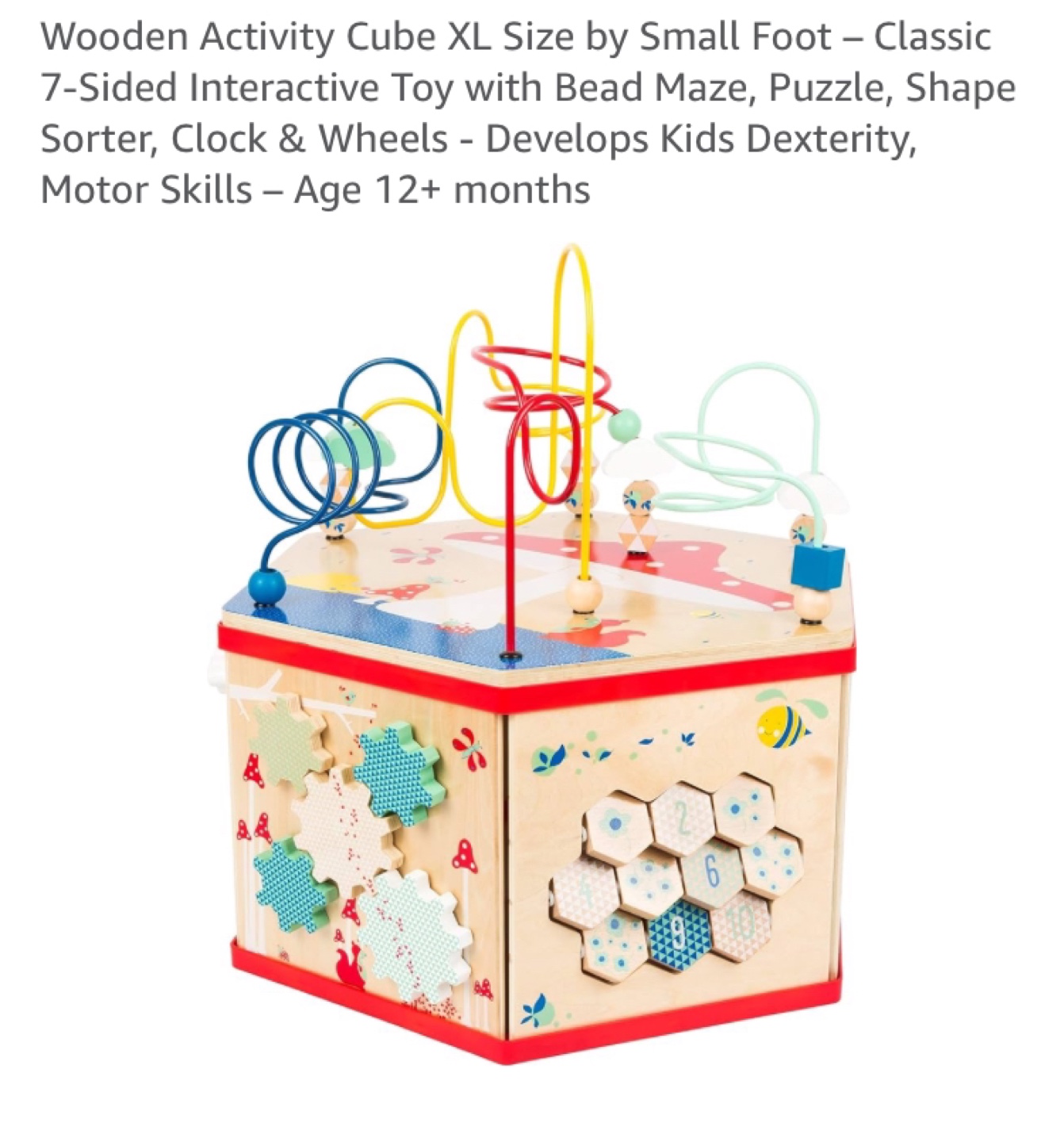 Small Foot Wooden Activity Cube - 7-sided interactive toy