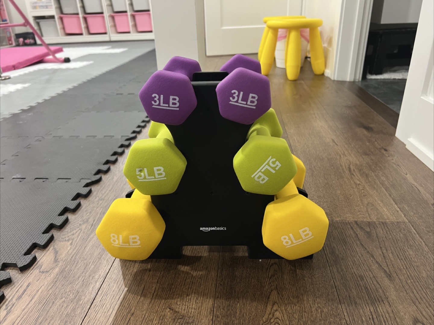 AmazonBasics Neoprene Dumbbells - 3lb, 5lb, & 8lb