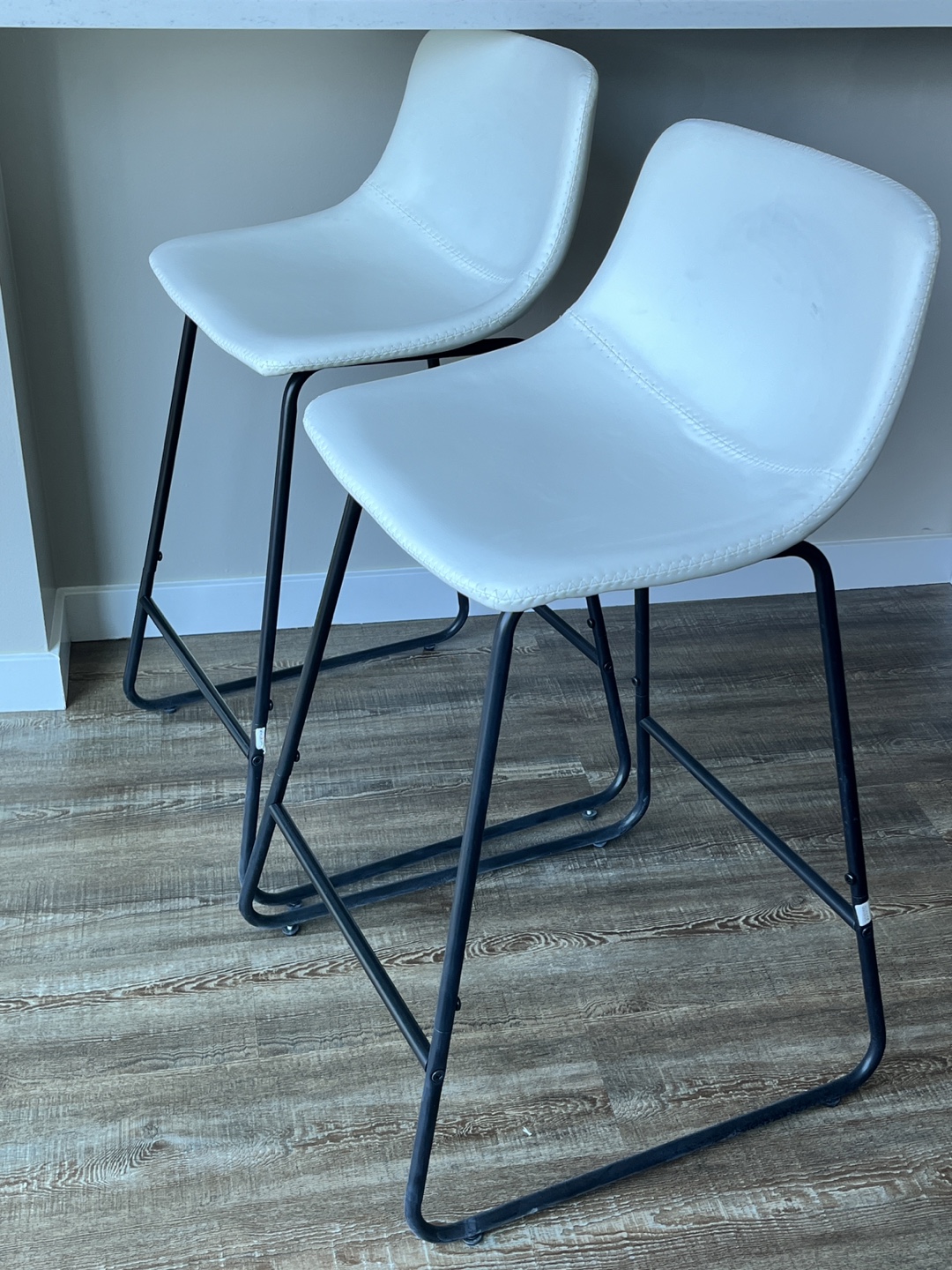 White Bar Stools, Set of 2
