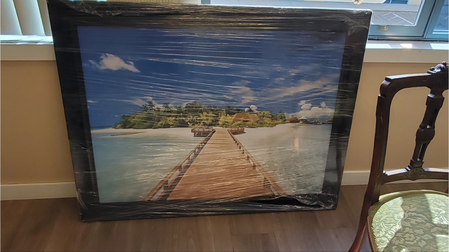 Large Framed Tropical Beach Scene Canvas Print