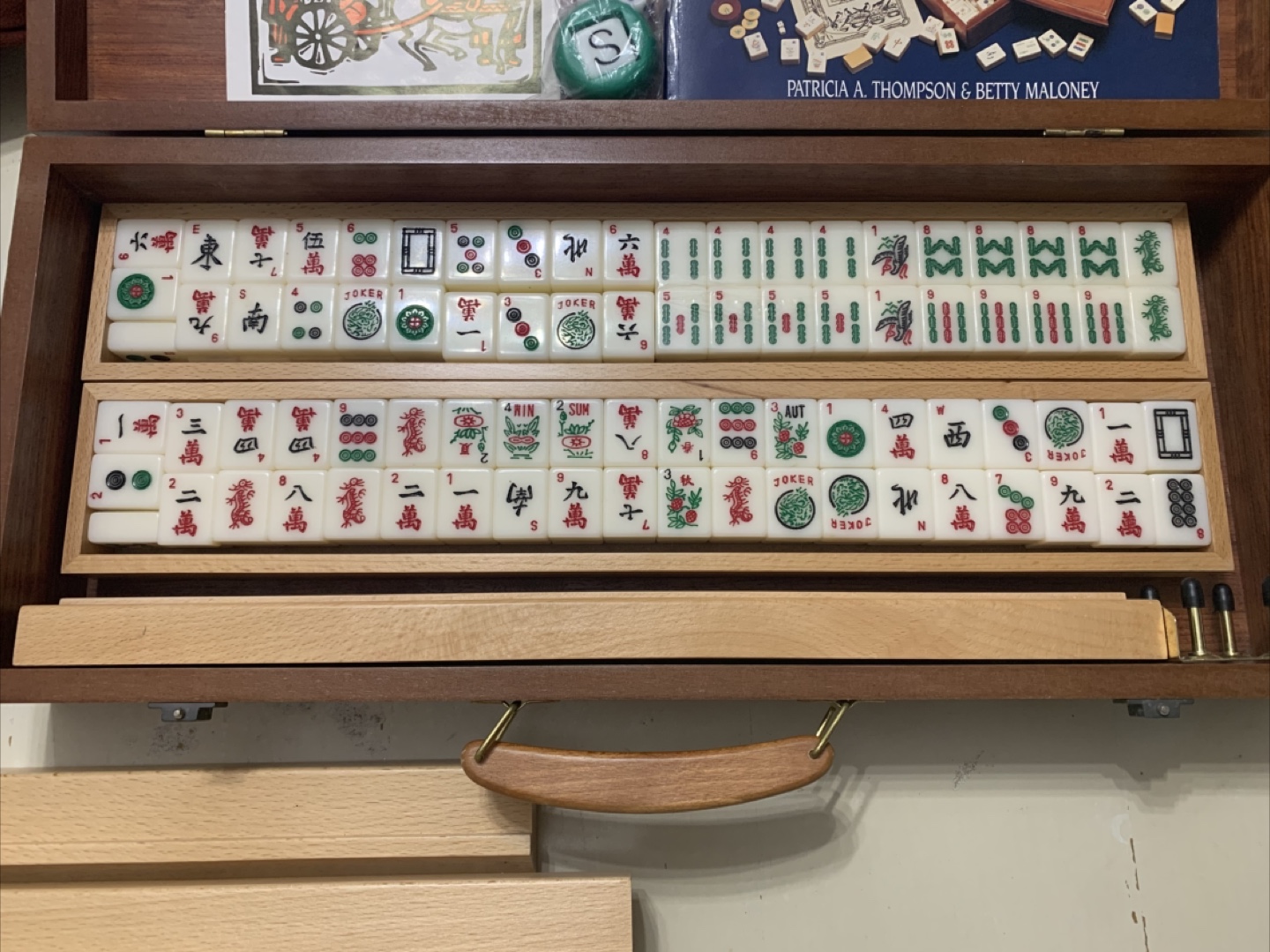 Vintage Mahjong Set with Wooden Carrying Case