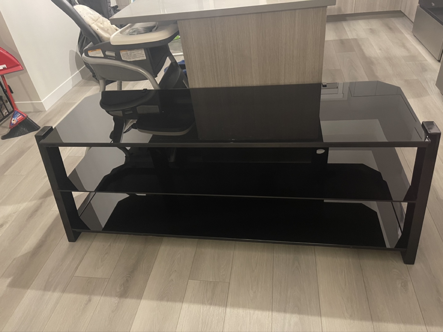 Black Glass TV Stand with Two Shelves - photo 3