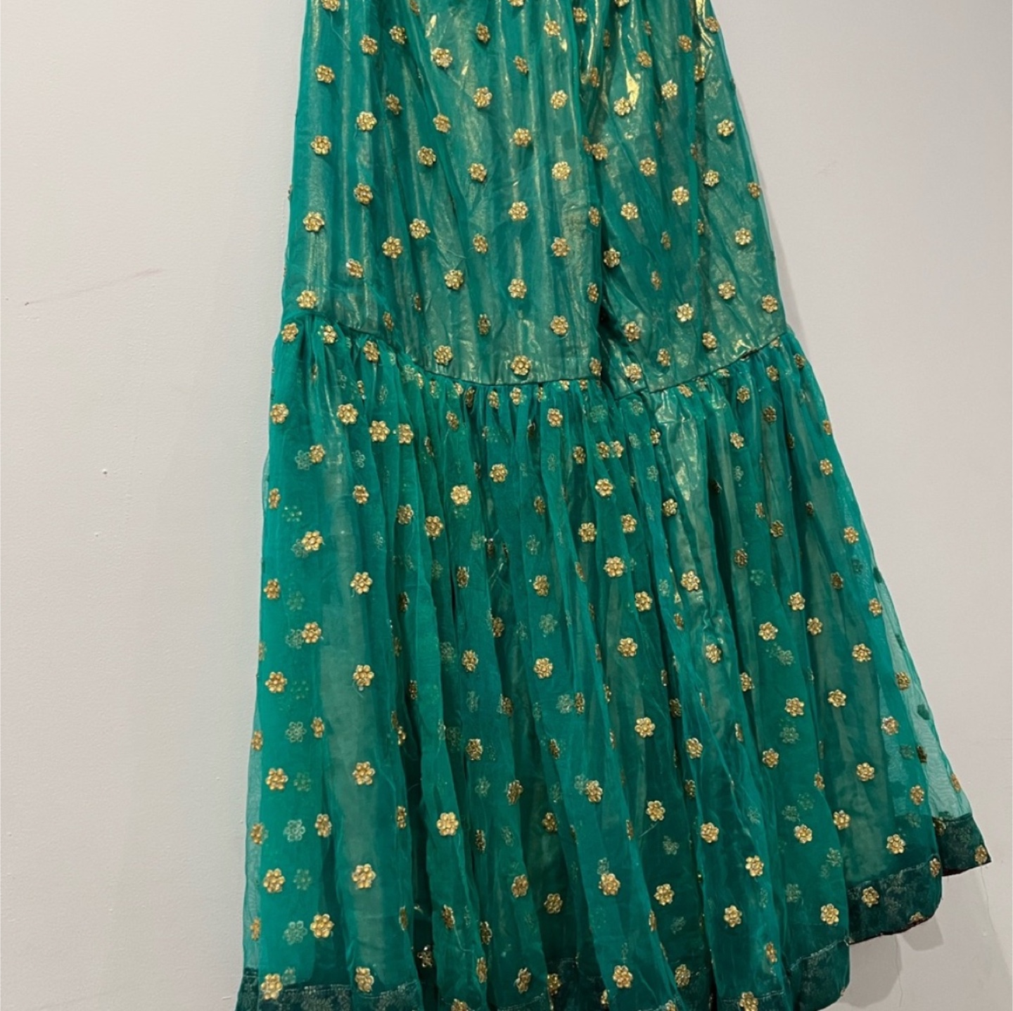 Teal and Gold Embroidered Shalwar Kameez - photo 4
