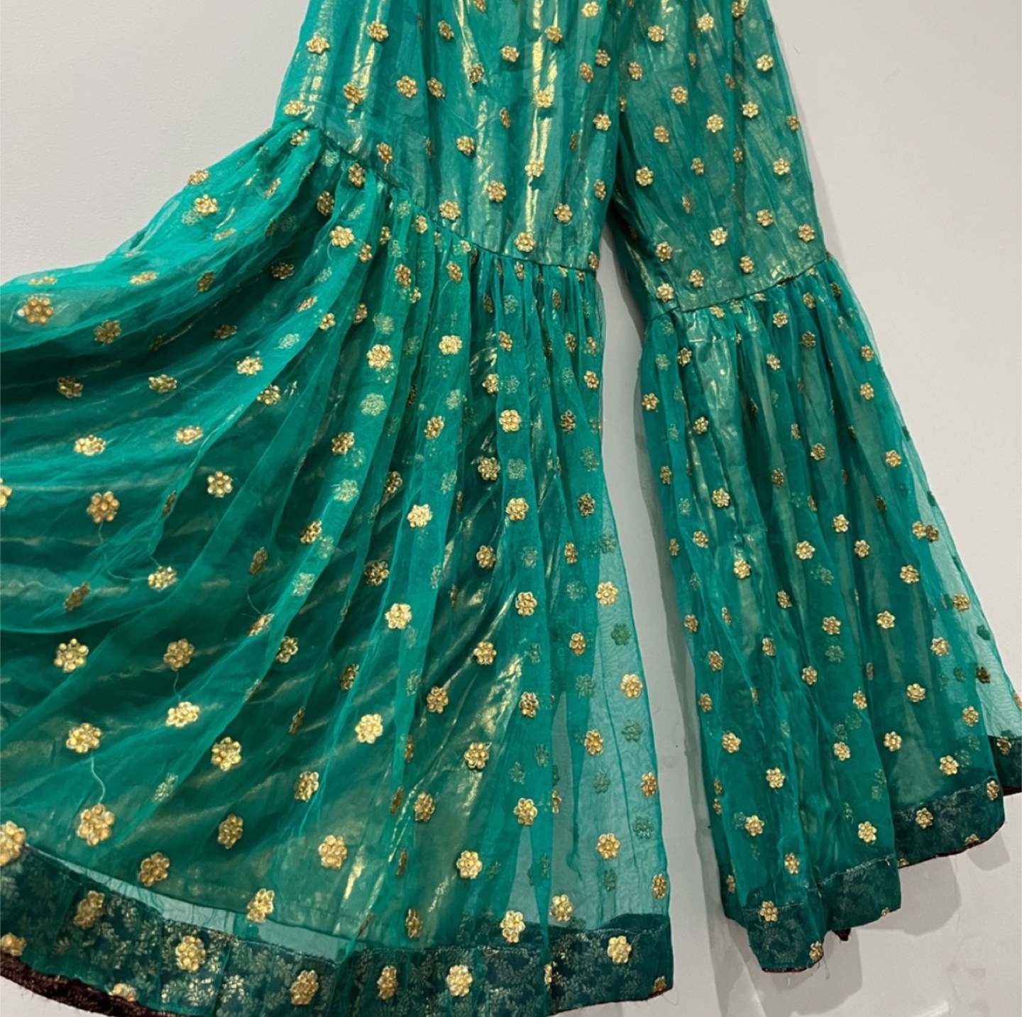 Teal and Gold Embroidered Shalwar Kameez - photo 5