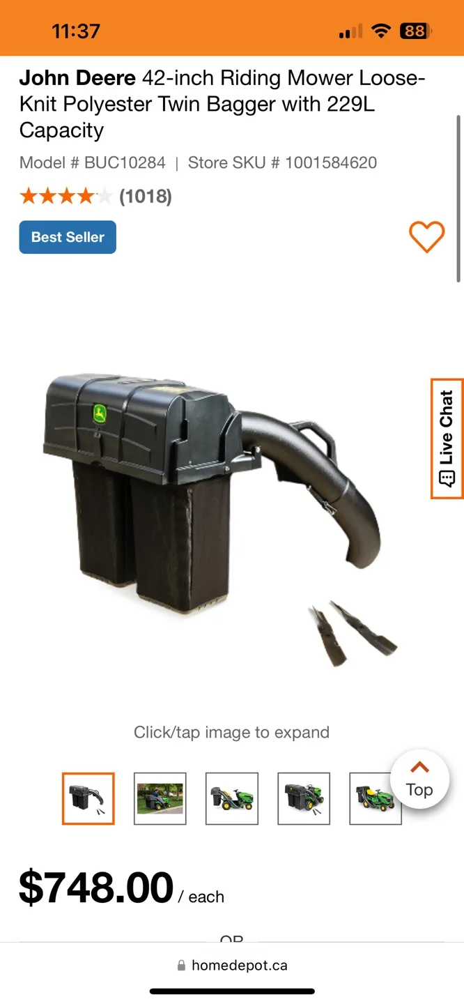John Deere Twin Bagger for Riding Mower thumbnail