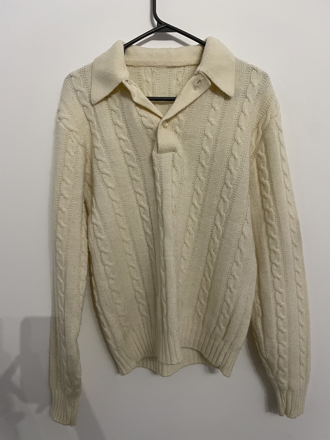 Collared cream cable knit