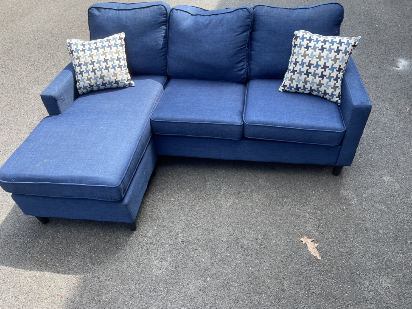 Blue Sectional Sofa with Chaise Lounge - photo 2