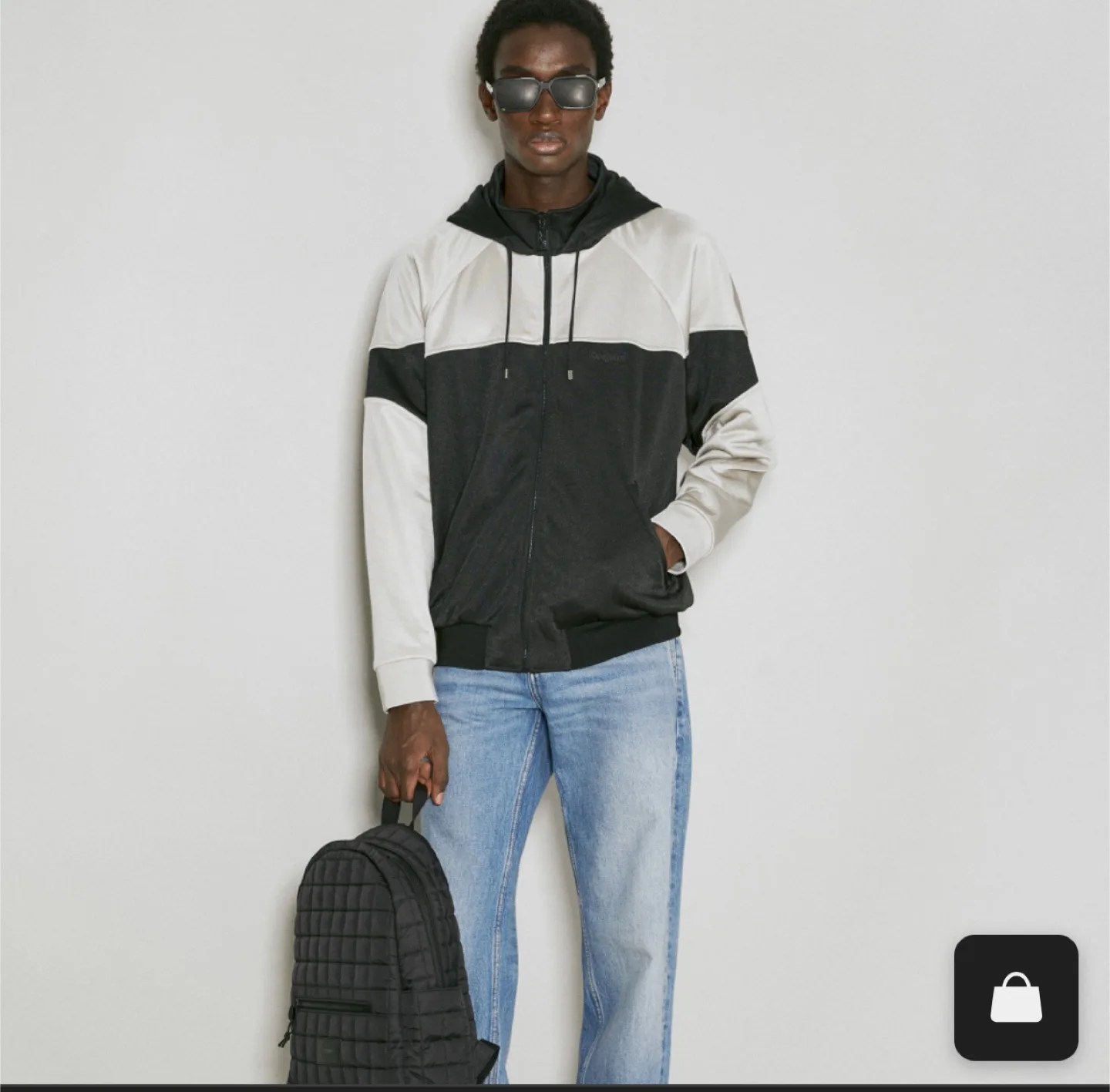 CSG. Black and White Colourblocked Jacket - Size Small thumbnail