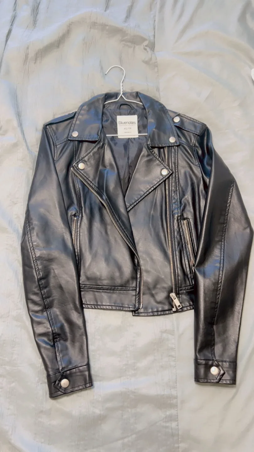 Black Faux Leather Moto Jacket image indicator(3)