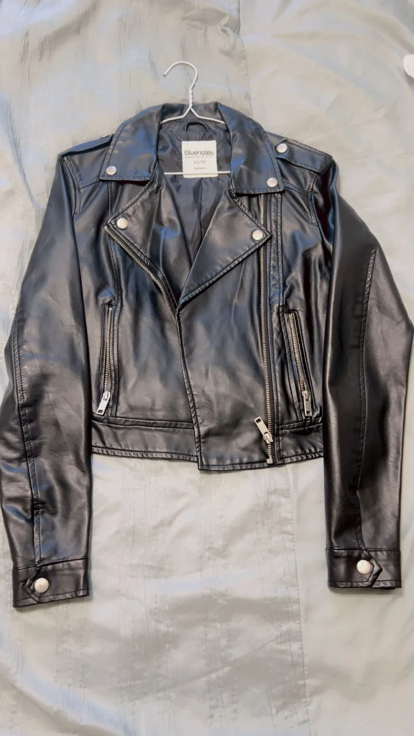 Black Faux Leather Moto Jacket image indicator(2)