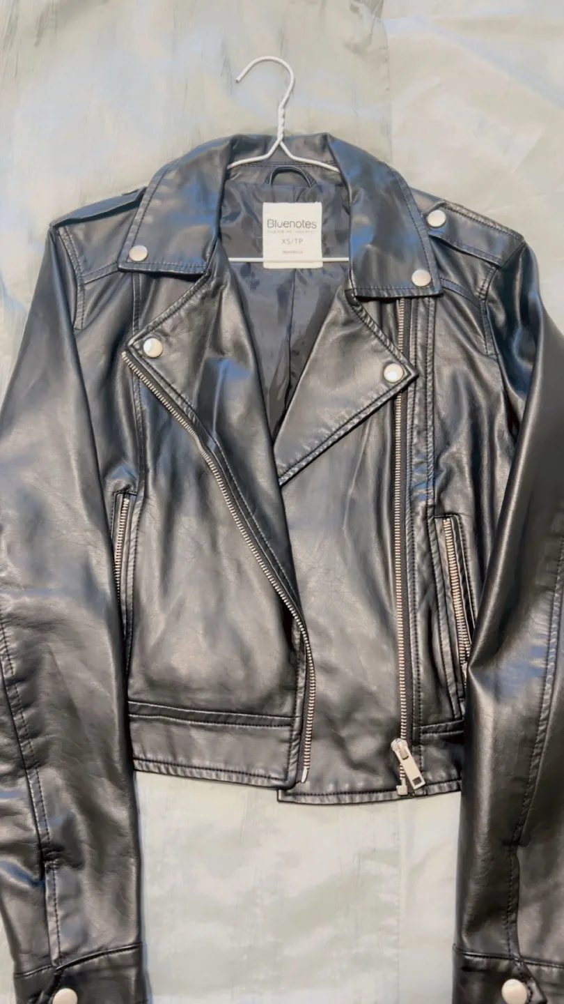 Black Faux Leather Moto Jacket image indicator(4)