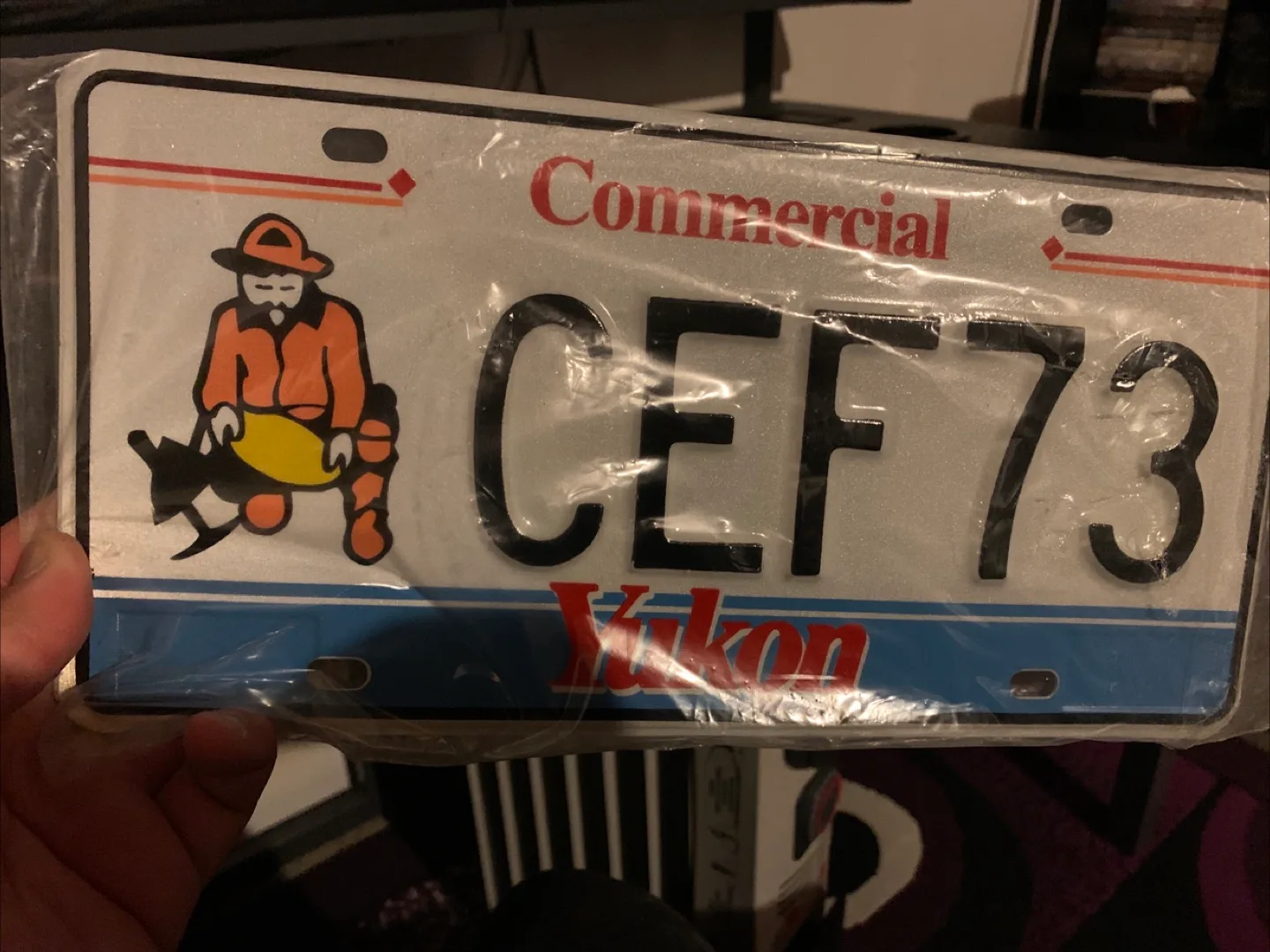 Vintage Yukon Commercial License Plate CEF 73 thumbnail
