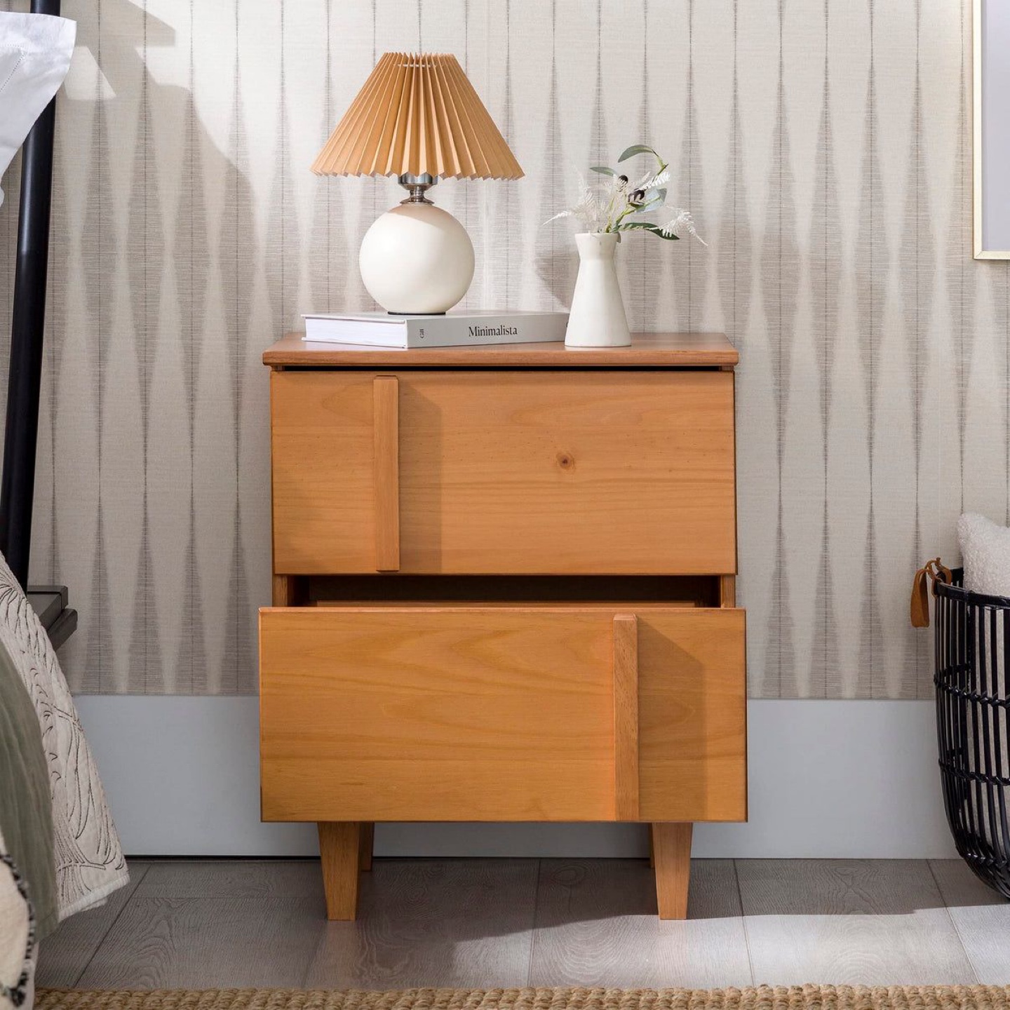 Mid-Century Modern Two-Drawer Nightstand - photo 3