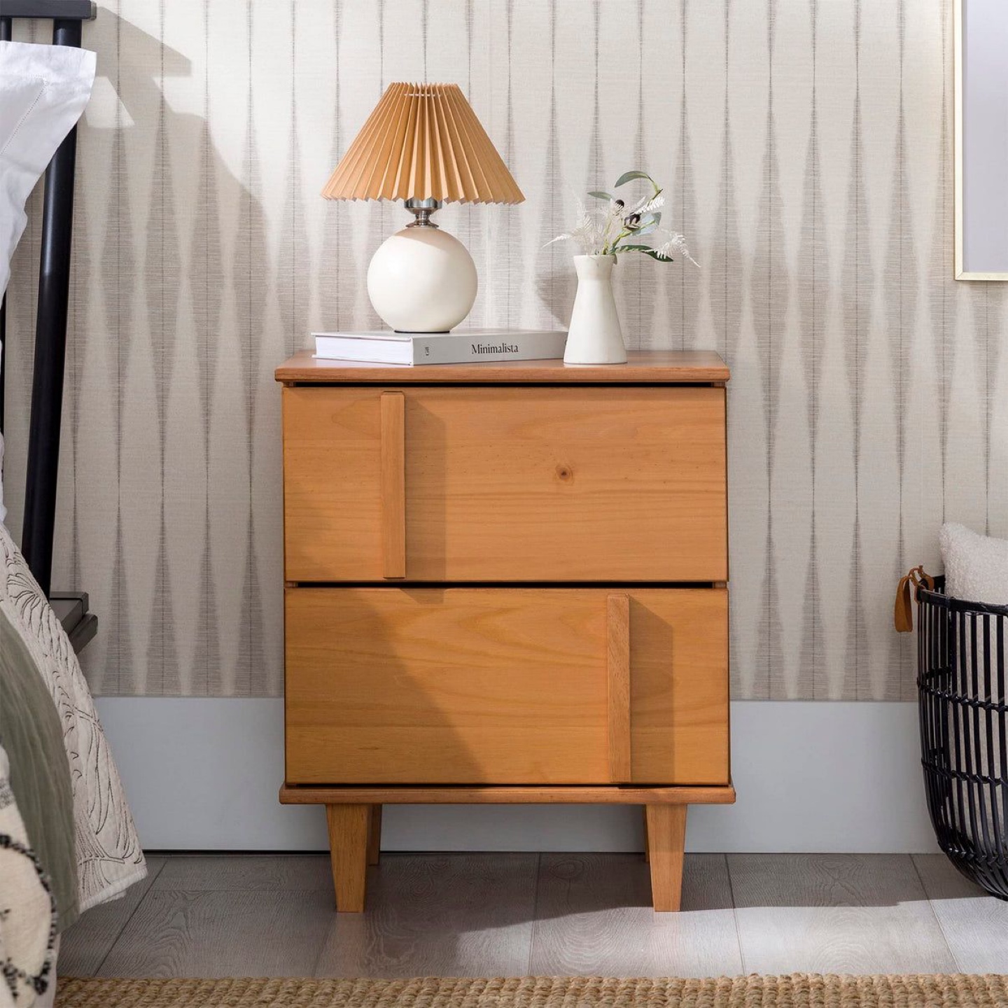 Mid-Century Modern Two-Drawer Nightstand - photo 2