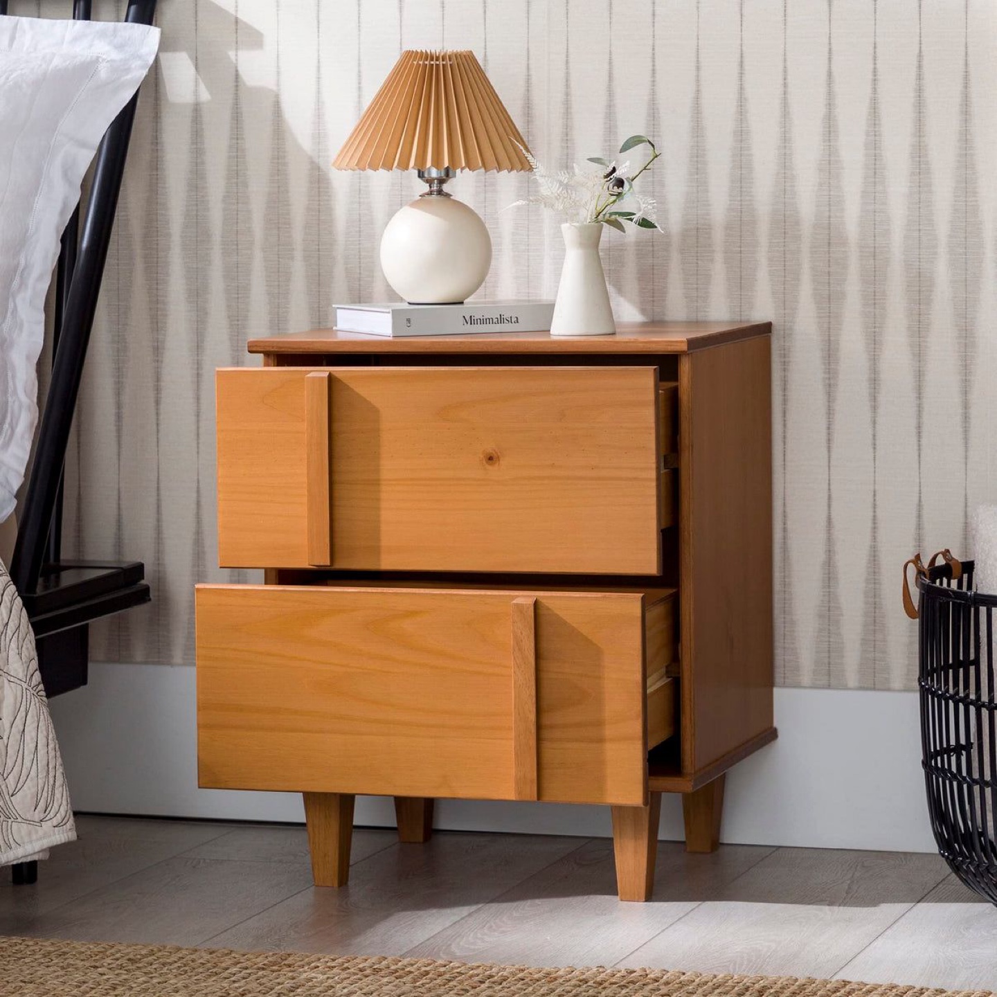 Mid-Century Modern Two-Drawer Nightstand