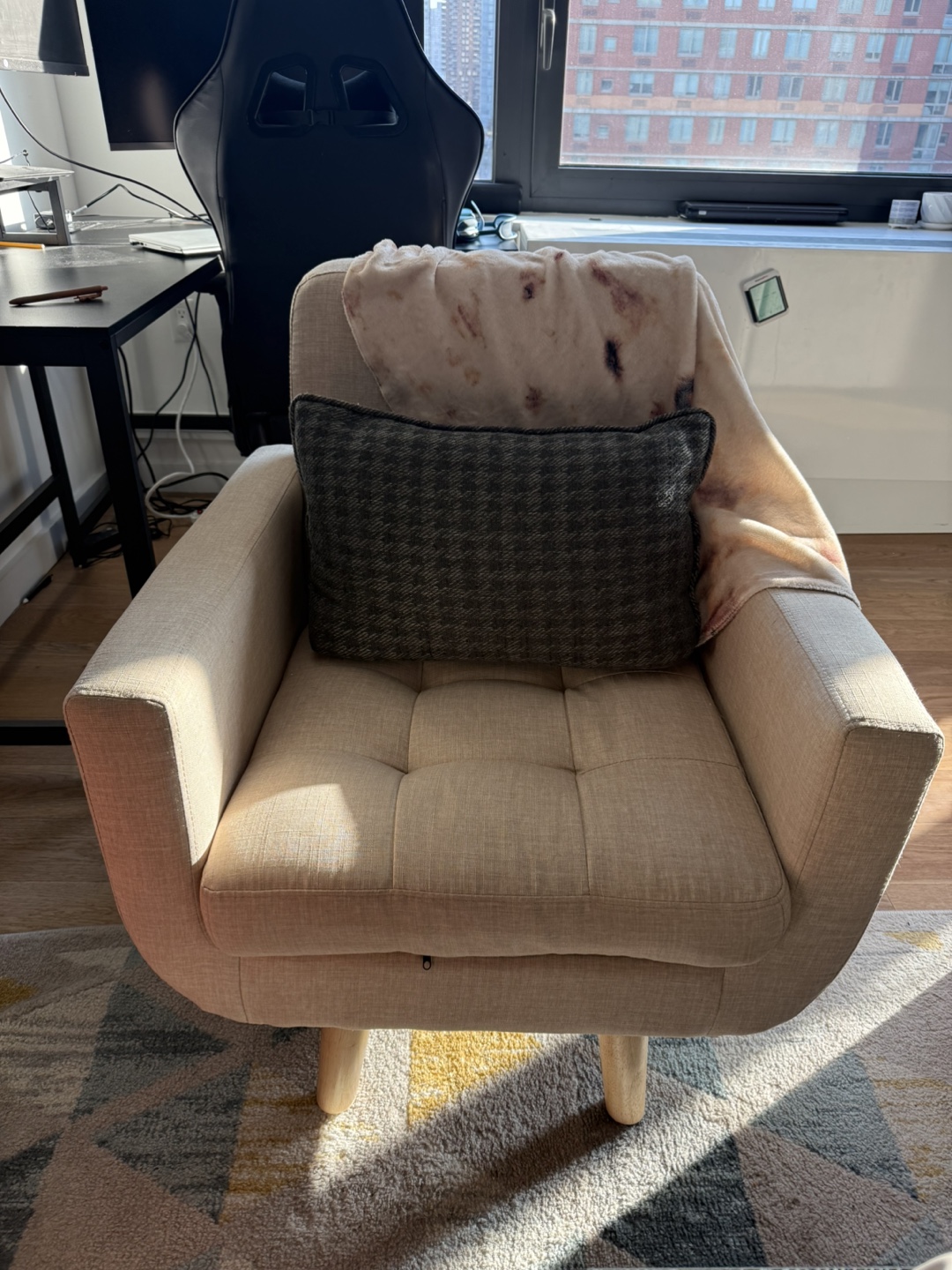 Rosevera Elena Accent Armchair Beige Linen Upholstery - photo 4