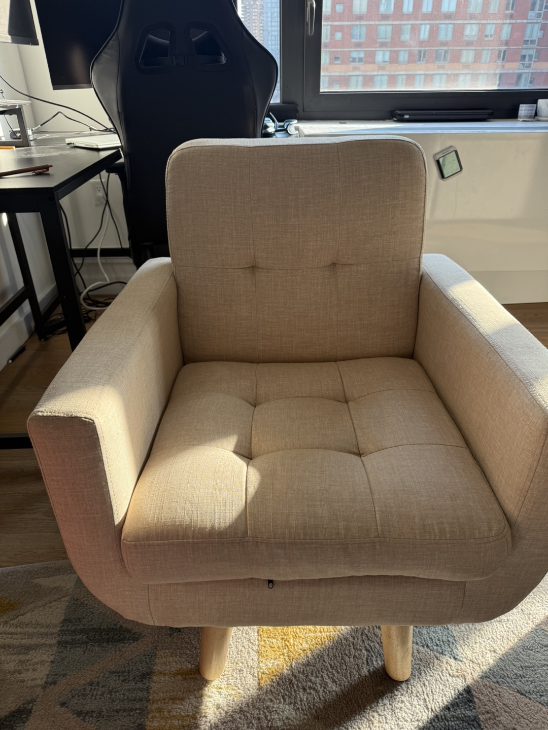 Rosevera Elena Accent Armchair Beige Linen Upholstery - photo 2
