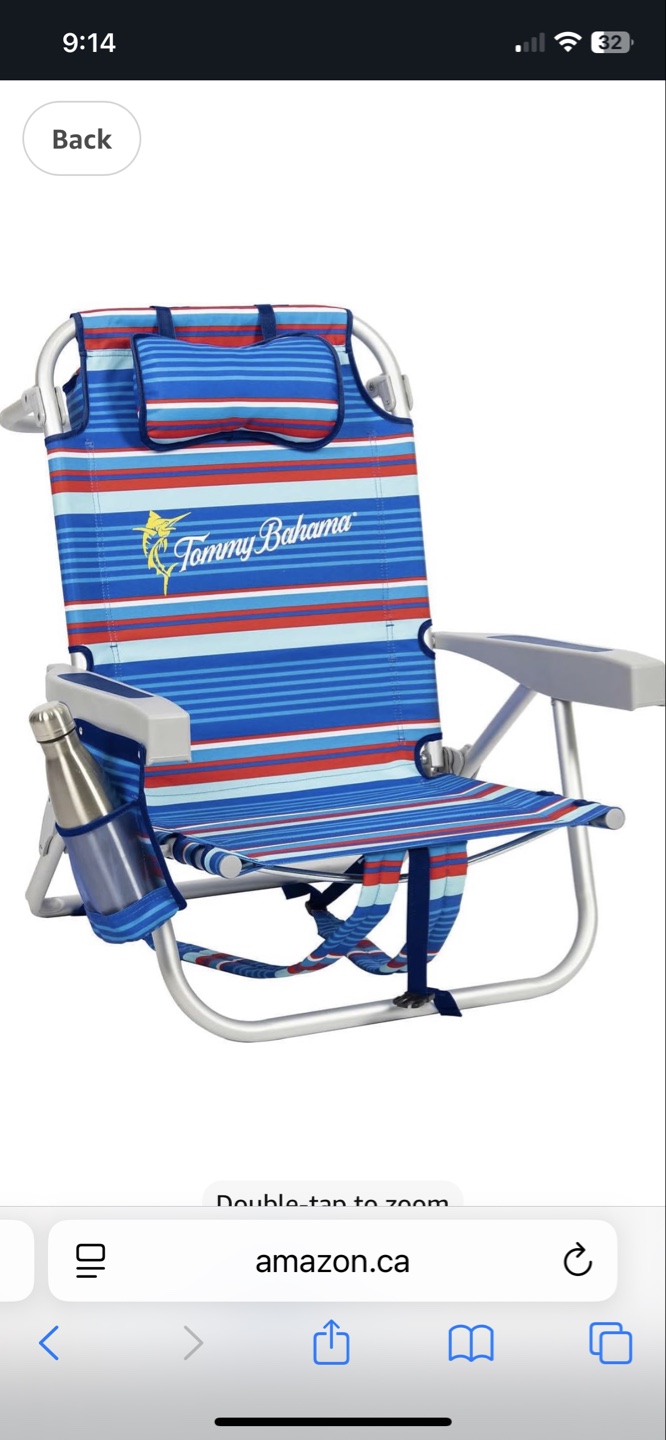 Tommy Bahama Classic 5-Position Backpack Chair - Blue Stripes - photo 2
