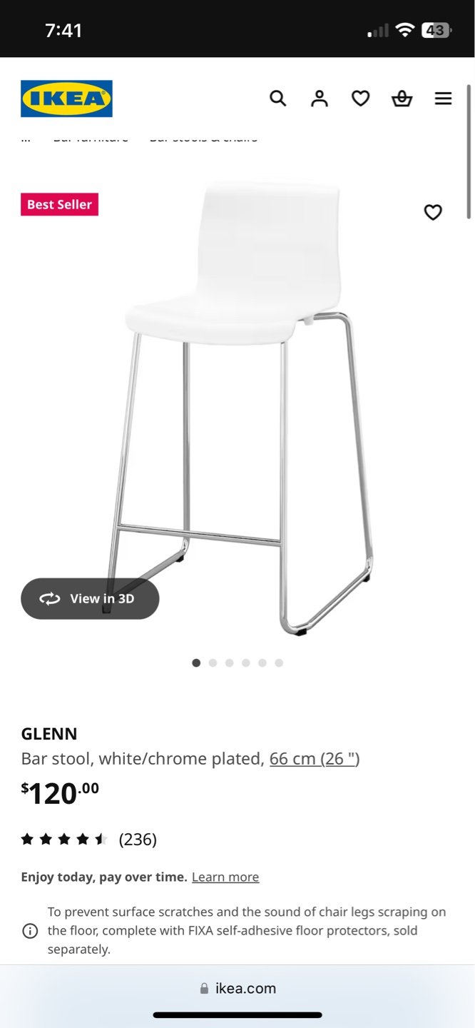4 IKEA GLENN Bar Stools