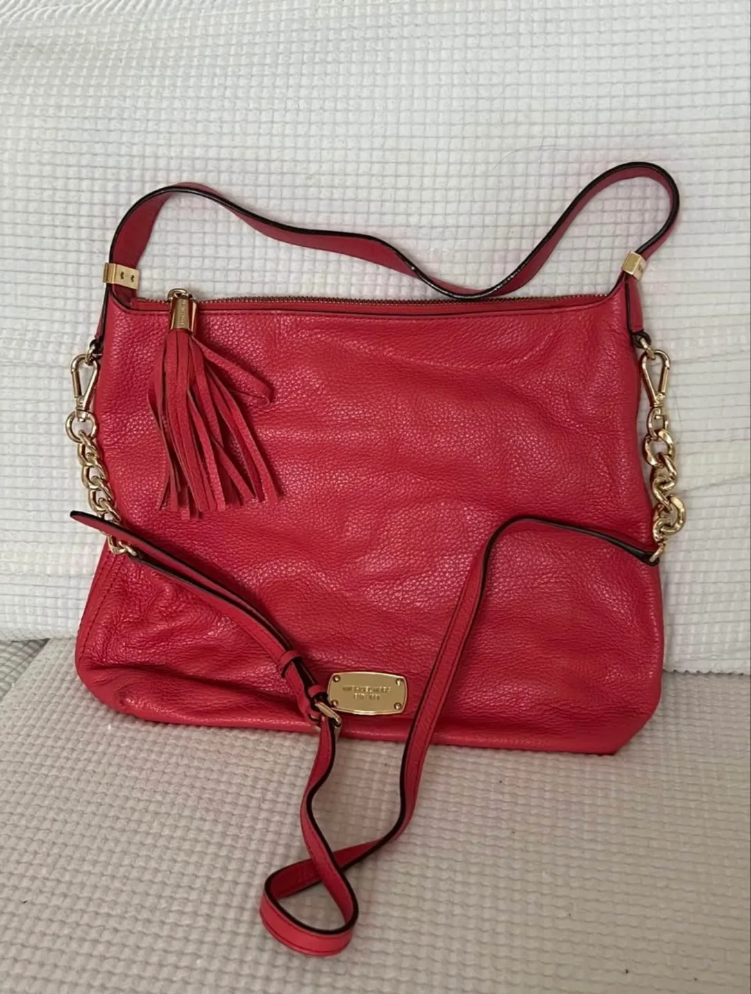 Michael Kors Deep Salmon Leather Crossbody Bag image indicator(3)