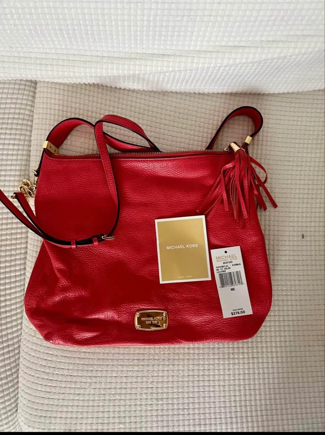 Michael Kors Deep Salmon Leather Crossbody Bag thumbnail