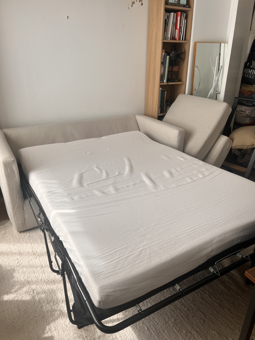 Beige Linen Sofa Bed - photo 2