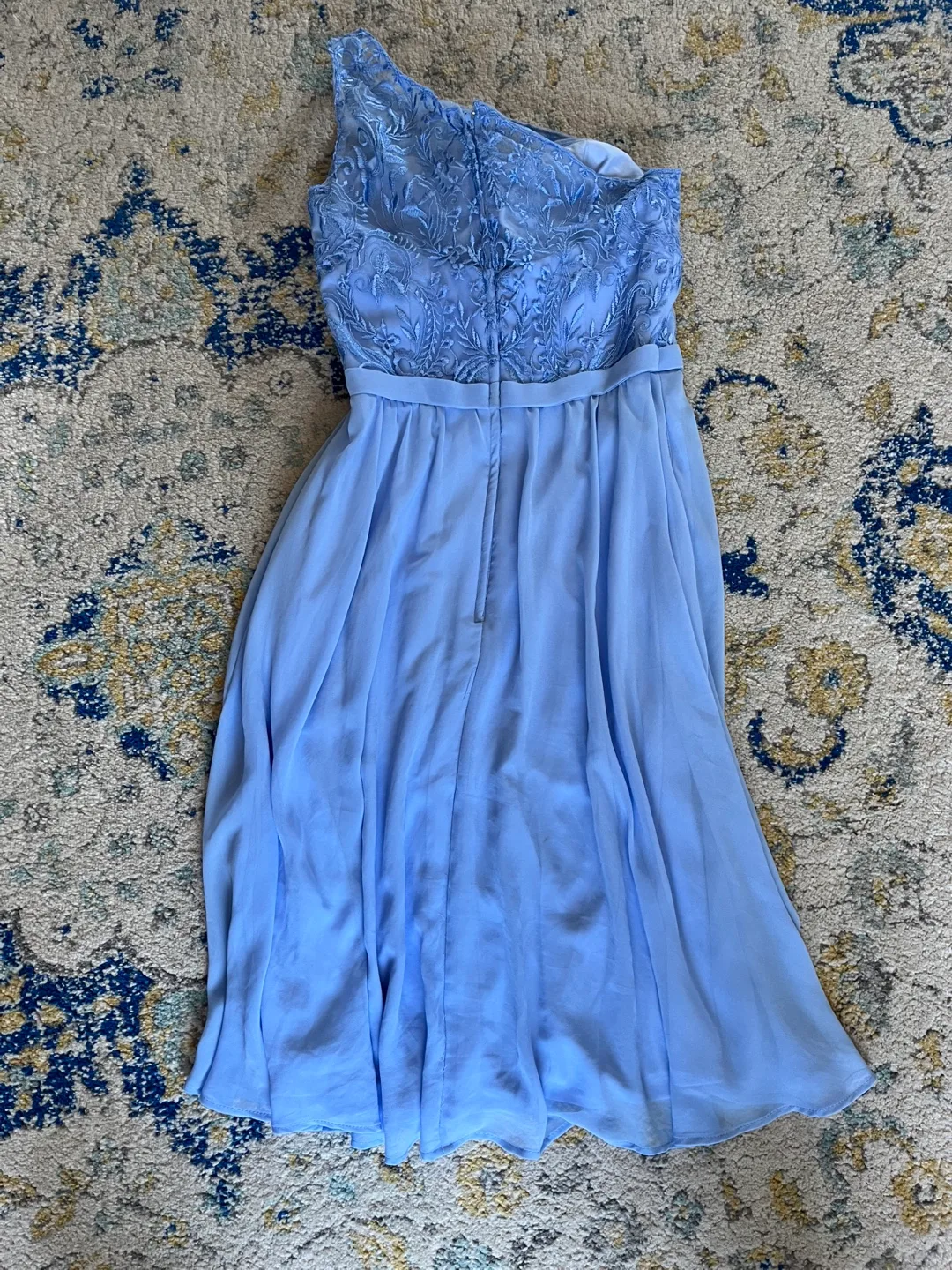 Light Blue One-Shoulder Bridesmaid Dress (size 4) image indicator(2)