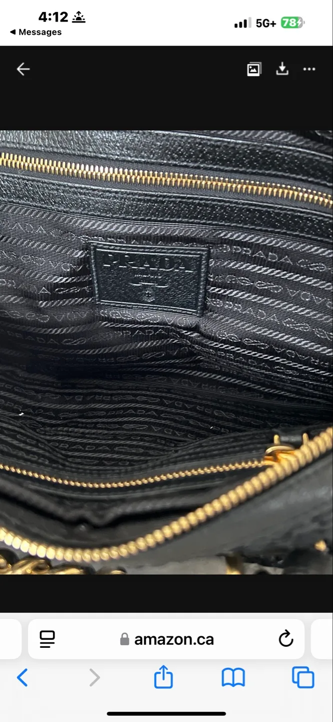 Authentic Prada Raffia Black Handbag with Gold Chain Strap image indicator(7)