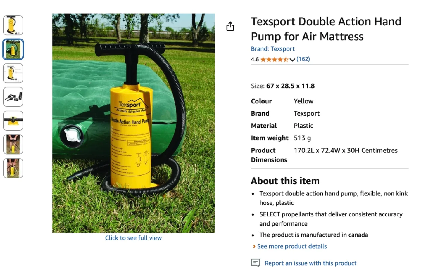 Texsport Double Action Hand Pump for Air Mattress image indicator(4)