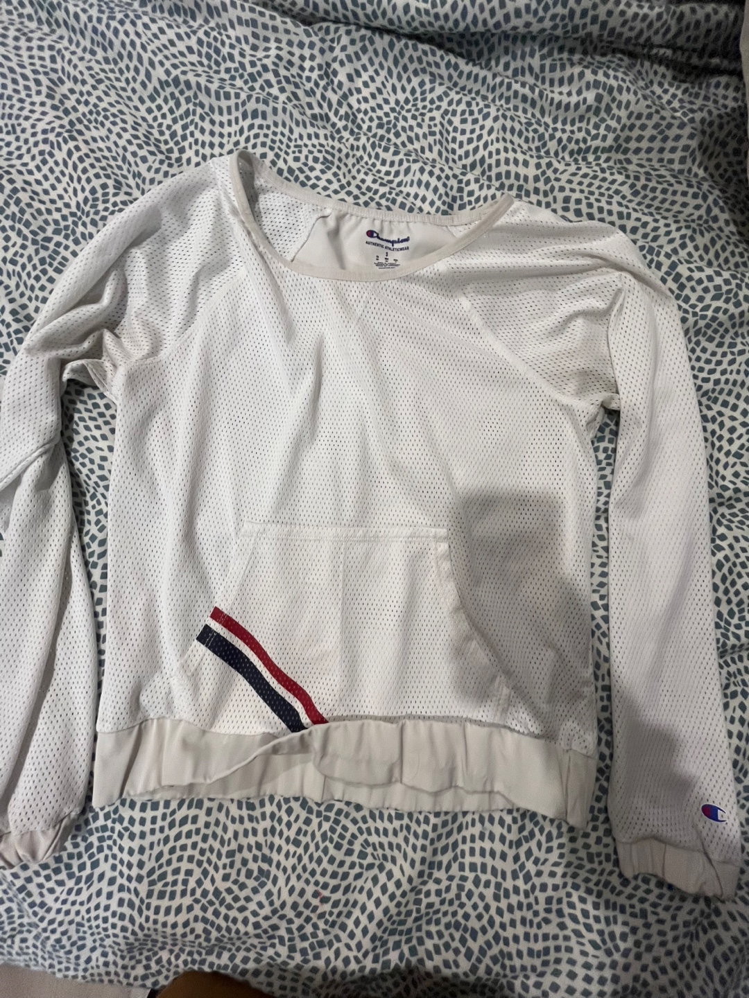 Champion Women's Size Small White Long Sleeve Mesh Top