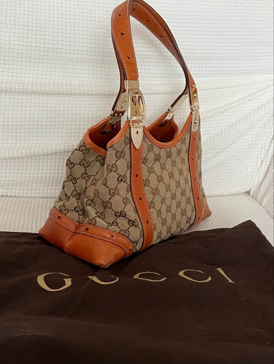 Gucci Horsebit GG Canvas and Leather Shoulder Bag image indicator(4)